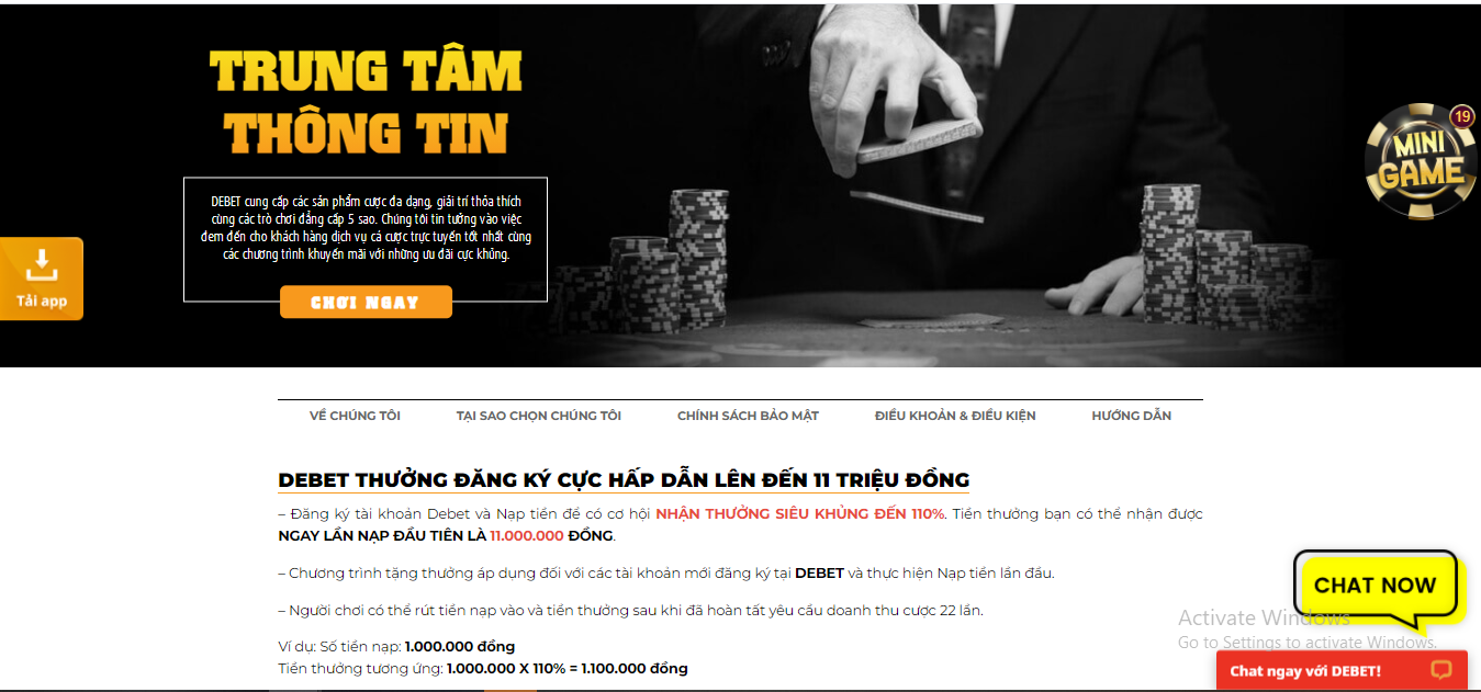 Các chương trình khuyến mãi Debet hiện có nha cai debet